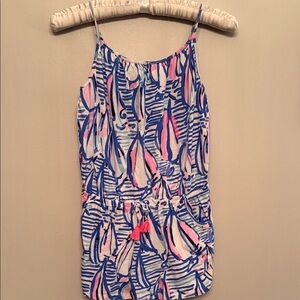 Colorful Sailboat Lily Patterned Sleeveless Romper